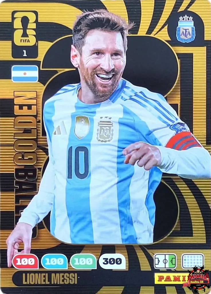 #001|Panini|Adrenalyn XL|FIFA World Cup|2026|Lionel Messi|Golden Baller