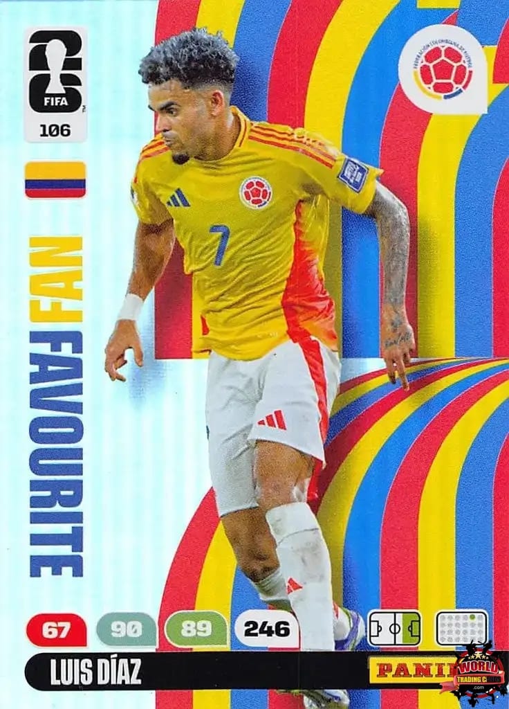 #106|Panini|Adrenlyn XL|FIFA World Cup|2026|Luis Díaz - Fan Favourite|BASICO
