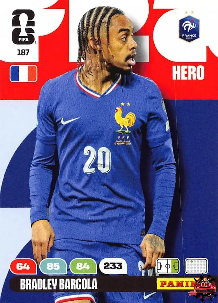 #187|Panini|Adrenlyn XL|FIFA World Cup|2026|Bradley Barcola |BASICO
