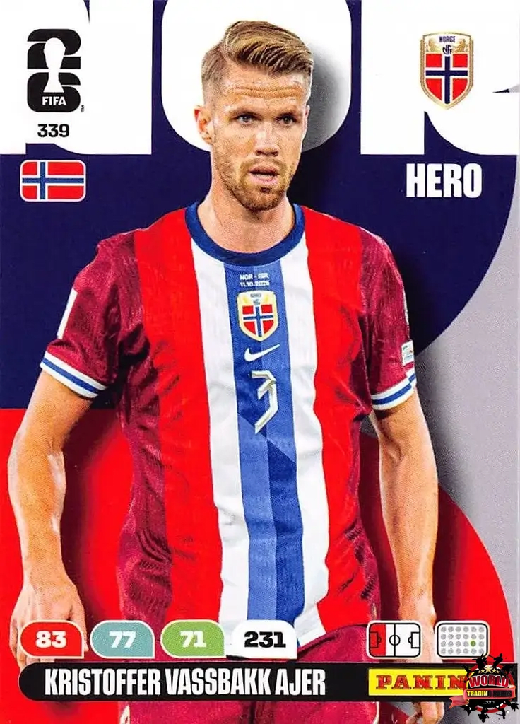 #339|Panini|Adrenlyn XL|FIFA World Cup|2026|Kristoffer Vassbakk Ajer|BASICO