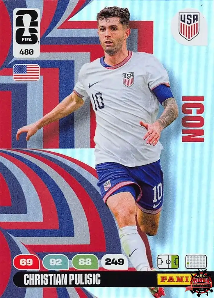 #480|Panini|Adrenlyn XL|FIFA World Cup|2026|Christian Pulisic - Icon|BASICO