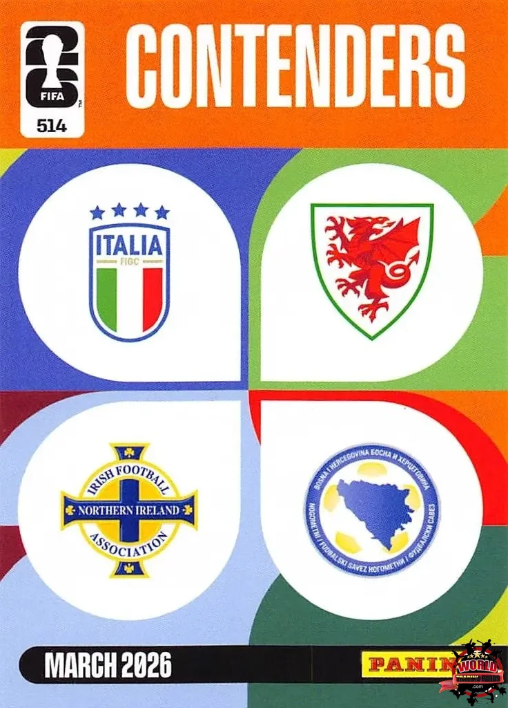 #514|Panini|Adrenlyn XL|FIFA World Cup|2026|Italy - Irlanda del Norte / Gales - Bosnia y Herzegovina|Contenders