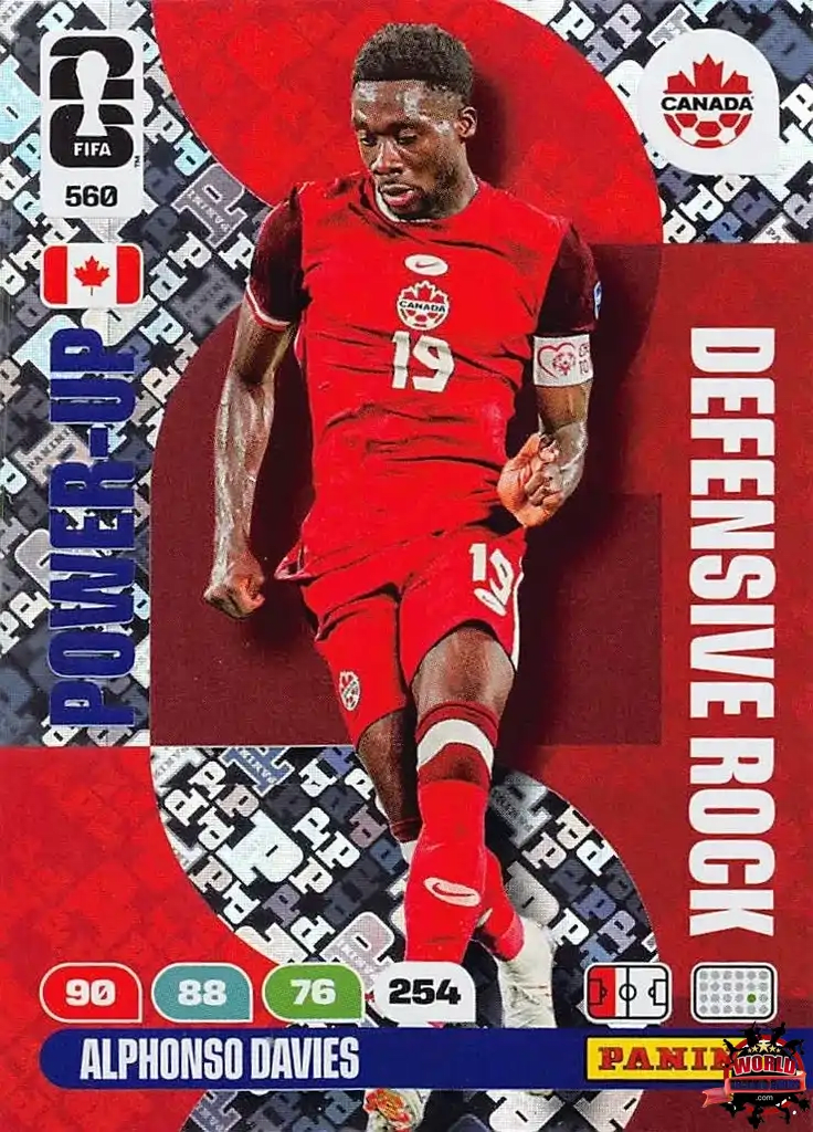 #560|Panini|Adrenlyn XL|FIFA World Cup|2026|Alphonso Davies|Defensive Rock