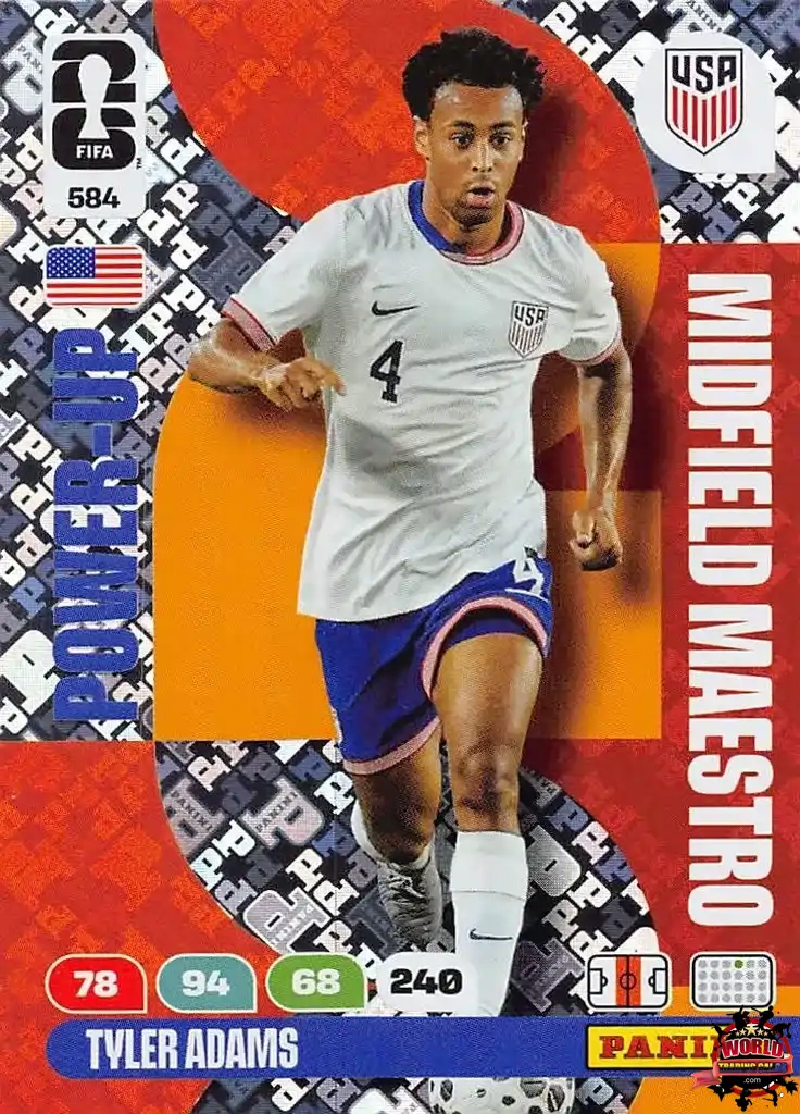 #584|Panini|Adrenlyn XL|FIFA World Cup|2026|Tyler Adams|Midfield Maestro