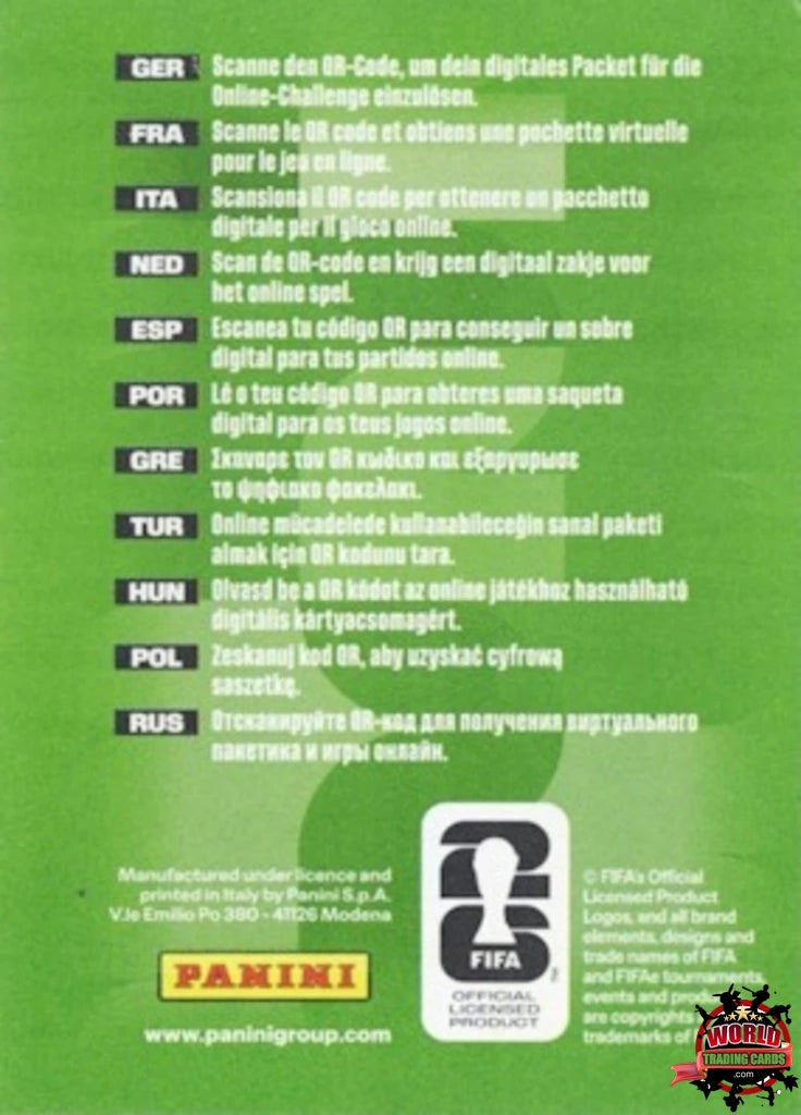 #DP01|Panini|Adrenlyn XL|FIFA World Cup|2026|Digital Pack|Invalid Code-Collection Only