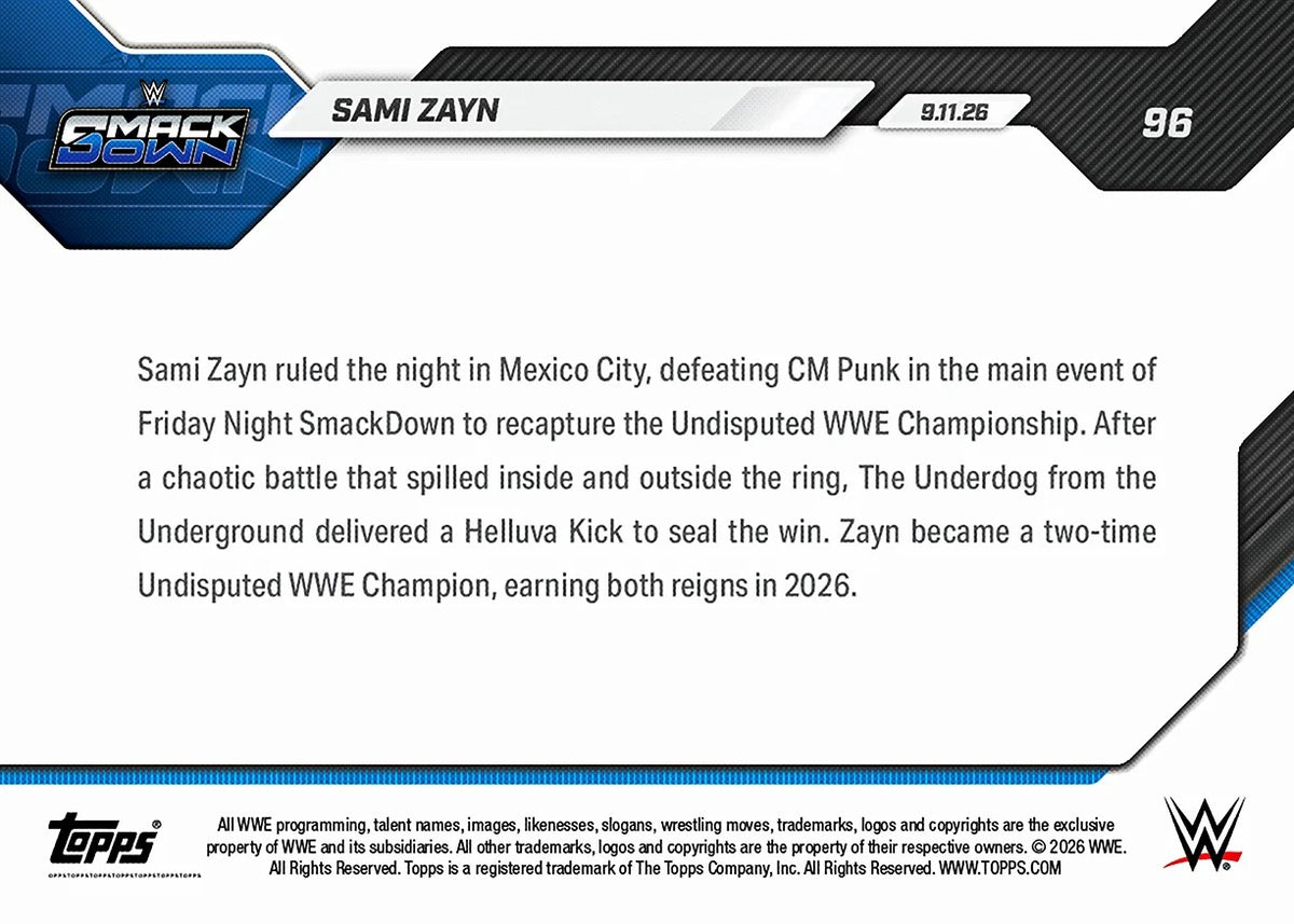 2026 | Topps | Now | WWE | #096 | Sami Zayn | Base