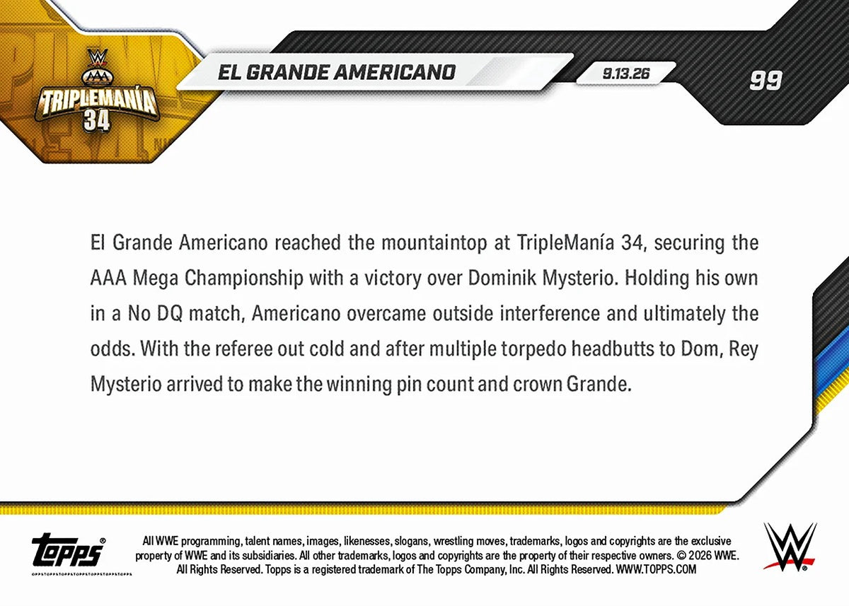 2026 | Topps | Now | WWE | #099 | El Grande Americano | Base