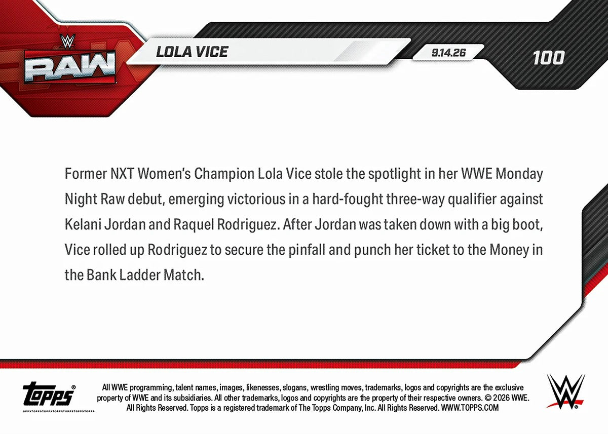 2026 | Topps | Now | WWE | #100 | Lola Vince | Base