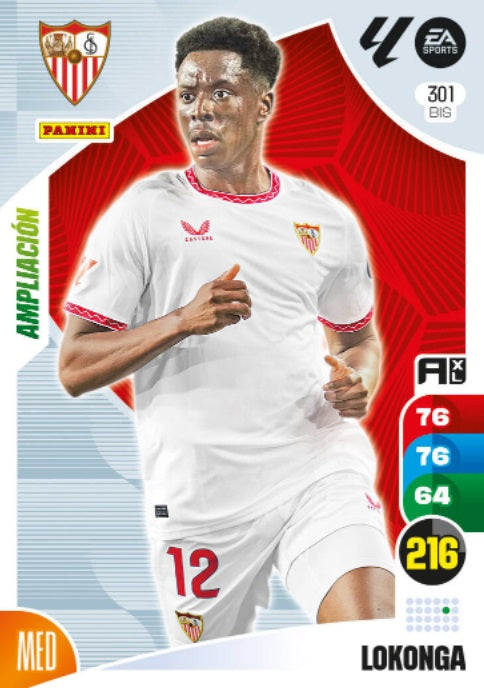 Panini Adrenalyn XL La Liga 2024/2025 - #301 Bis-. Lokonga - Ampliación - Sevilla - 2ª Edición, Cromo RAW
