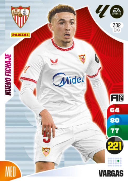 Panini Adrenalyn XL La Liga 2024/2025 - #302 Bis-. Vargas - Nuevo Fichaje - Sevilla - 2ª Edición, Cromo RAW