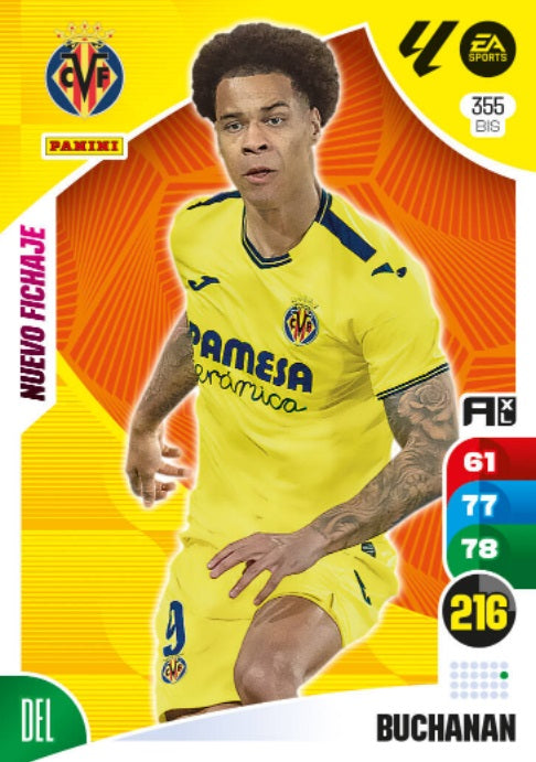 Panini Adrenalyn XL La Liga 2024/2025 - #355 Bis-. Buchanan - Nuevo Fichaje - Villarreal - 2ª Edición, Cromo RAW