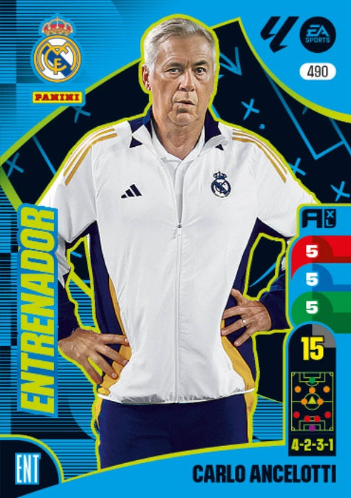 Panini Adrenalyn XL La Liga 2024/2025 - #490-. Carlo Ancelotti - Real Madrid - Entrenador - 2ª Edición, Cromo RAW