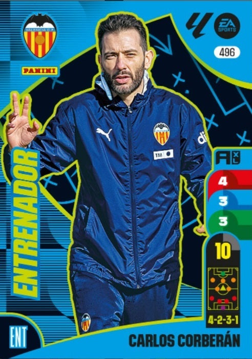 Panini Adrenalyn XL La Liga 2024/2025 - #496-. Carlos Corberán - Valencia CF - Entrenador - 2ª Edición, Cromo RAW