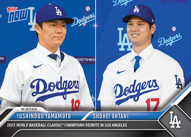 Shohei Ohtani / Yoshinobu Yamamoto - 2023 - Topps Now MLB - #OS-26 - Dodgers - Reunite in Los Angeles - World Trading Cards - Tarjeta Béisbol - Cromo RAW