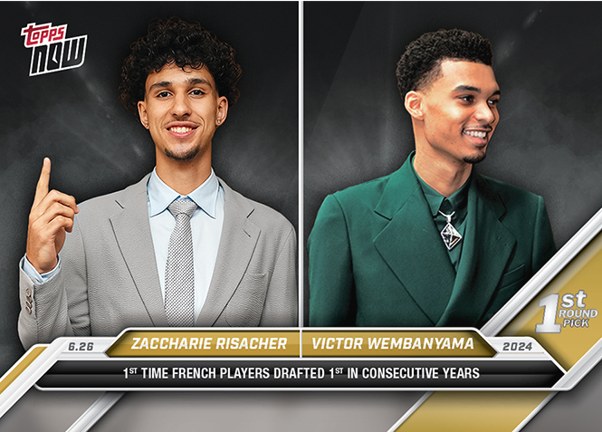 Victor Wembanyama / Zaccharie Risacher - 2024 - Topps Now Basketball - 1st Drafter in Consecutive Years- # D-RW - World Trading Cards - Basketball Card - RAW Chrome
