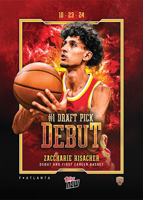 Zaccharie Risacher - 2024 - Topps Now Basketball - NBA Debut, No. 1 Draft 2024 - #002 - World Trading Cards - Basketball Card - RAW Card