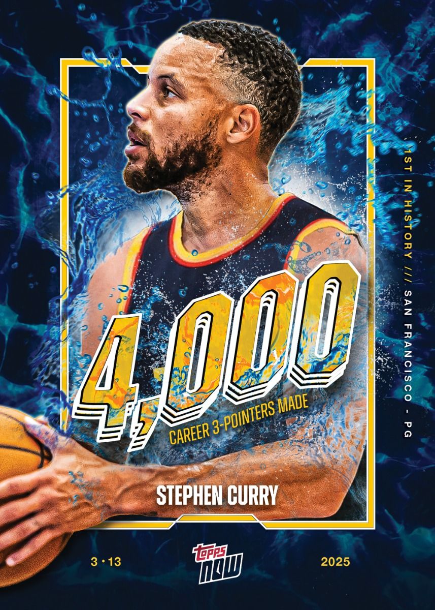 Stephen Curry - 2025 - Topps Now Basketball - 4000 Triples NBA - #013 - World Trading Cards - Tarjeta Basketball - Cromo RAW