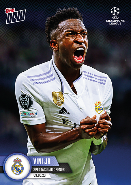 Vinicius Jr. - 2023 - Topps Now UCL - Real Madrid - SPECTACULAR OPENER - #104 - World Trading Cards - Football Card - RAW Trading Card