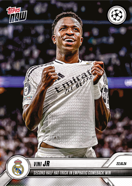 Vinicius Jr. - 2024 - Topps Now UCL - Real Madrid - HAT-TRICK - #025 - World Trading Cards - Football Card - RAW Trading Card