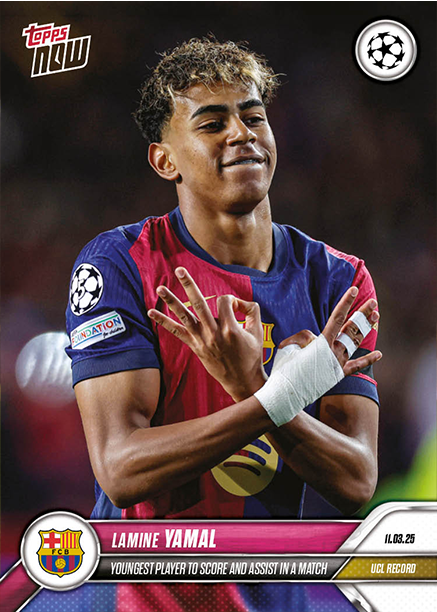 Lamine Yamal - 2024 - Topps Now UCL - Barcelona - UCL - #121 - World Trading Cards - Tarjeta Fútbol - Cromo RAW