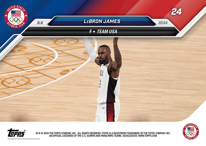 Lebron James - 2024 - Topps Now Olympic Game Paris - King James - #024 - World Trading Cards - Tarjeta Basketball - Cromo RAW