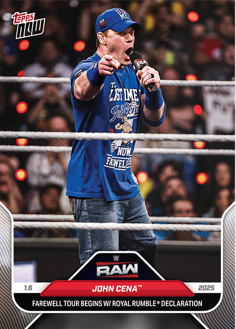 John Cena - 2025 - Topps Now WWE - RAW - #004 - World Trading Cards - Tarjeta WWE - Cromo RAW