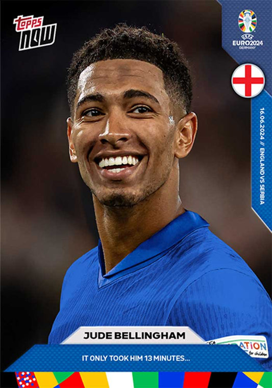 Jude Bellingham - 2024 - Topps Now Euro - England - #010 - World Trading Cards - Football Card - RAW Trading Card