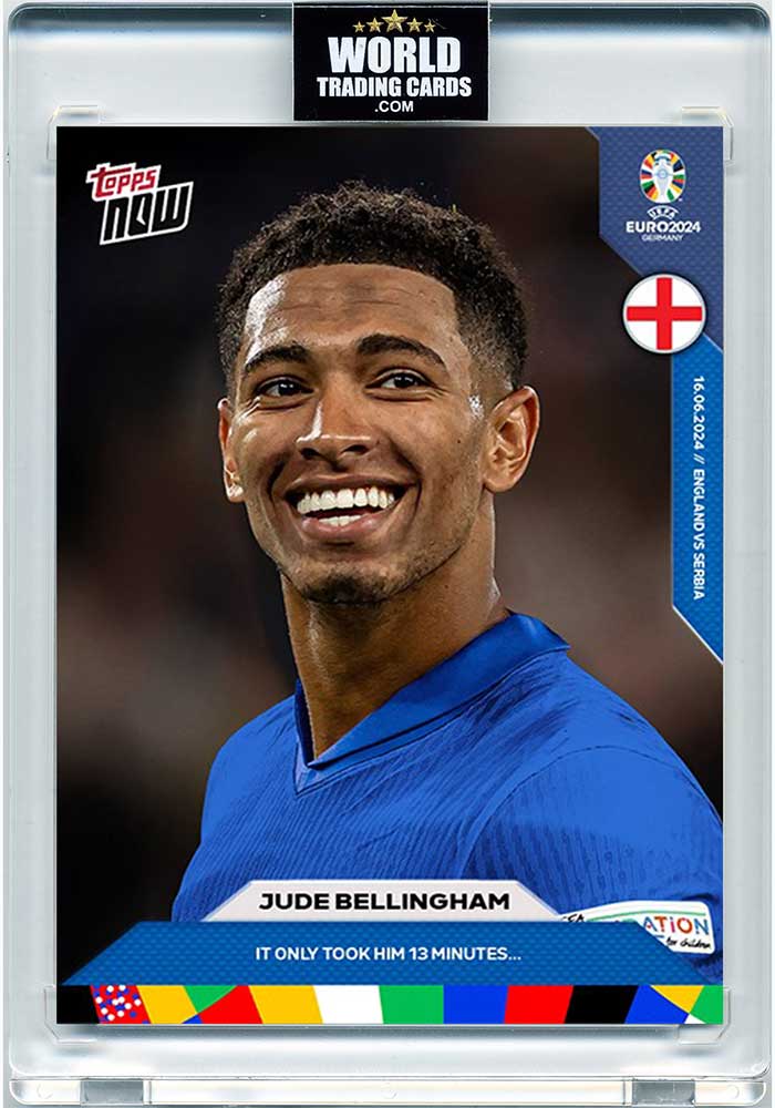 Jude Bellingham - 2024 - Topps Now Euro - Inglaterra - #010 - World Trading Cards - Tarjeta Fútbol - Cromos Pristine 10