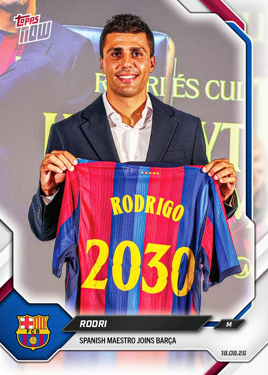 2026-27 | Topps | Now | Barcelona | Rodri | Base | #001 | Limited Editions | PREORDEN | ENVÍO 30 días aproximadamente desde la fecha de compra.