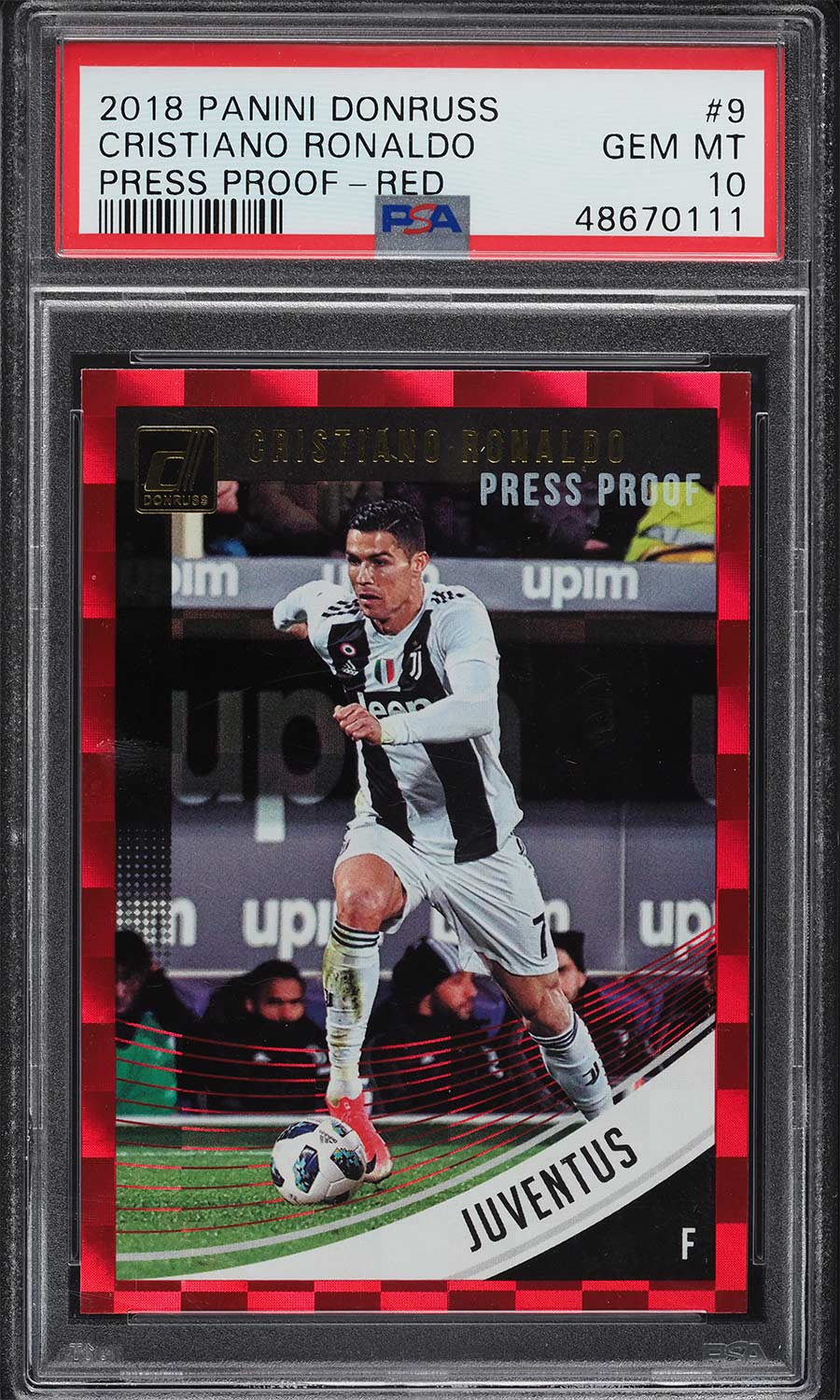 Cristiano Ronaldo - 2018 - Panini Donruss - #9 - Press Proof - Red - Juventus - PSA 10 - World Trading Cards - Football Card - Chrome Graded