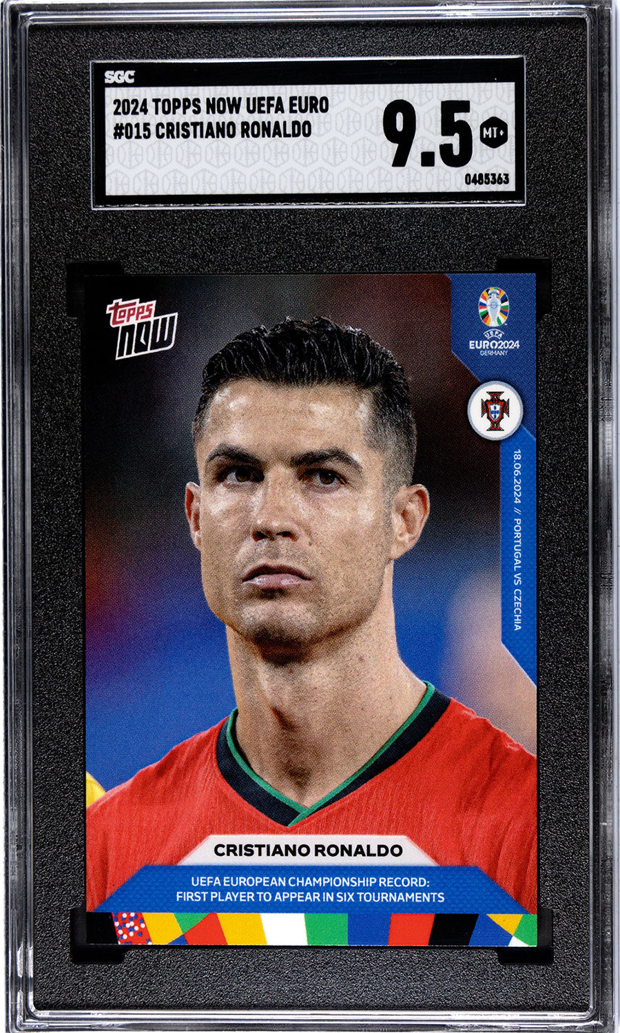 Cristiano Ronaldo - 2024 - Topps Now Euro - Portugal - #015 - SCG 9.5 - World Trading Cards - Football Card - Chrome Graded