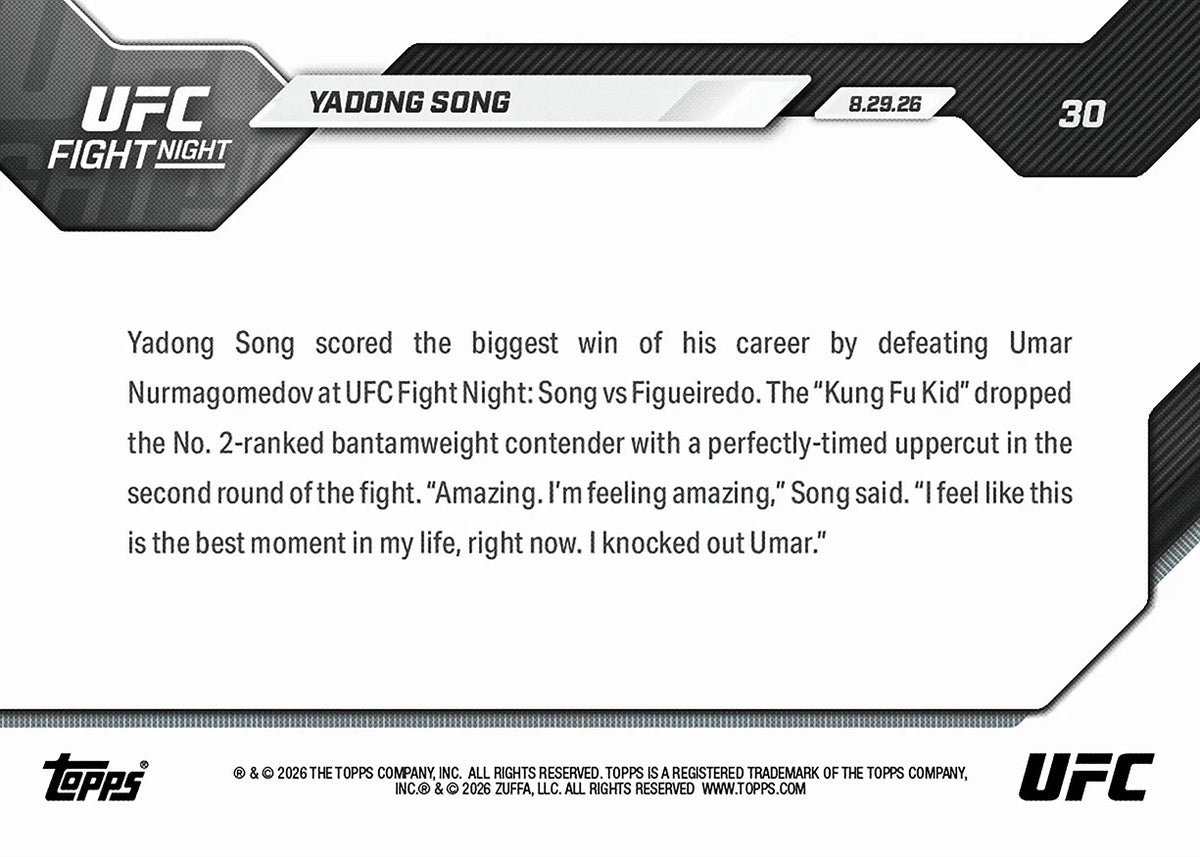 2026 | Topps | Now | UFC | #030 | Yadong Song | Base