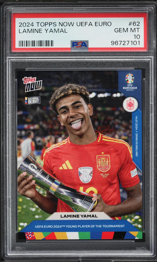 Lamine Yamal - 2024 - Topps Now Euro 2024 - Spain - Rookie - PSA 10 - #062 - World Trading Cards - Football Card - Graded Trading Card