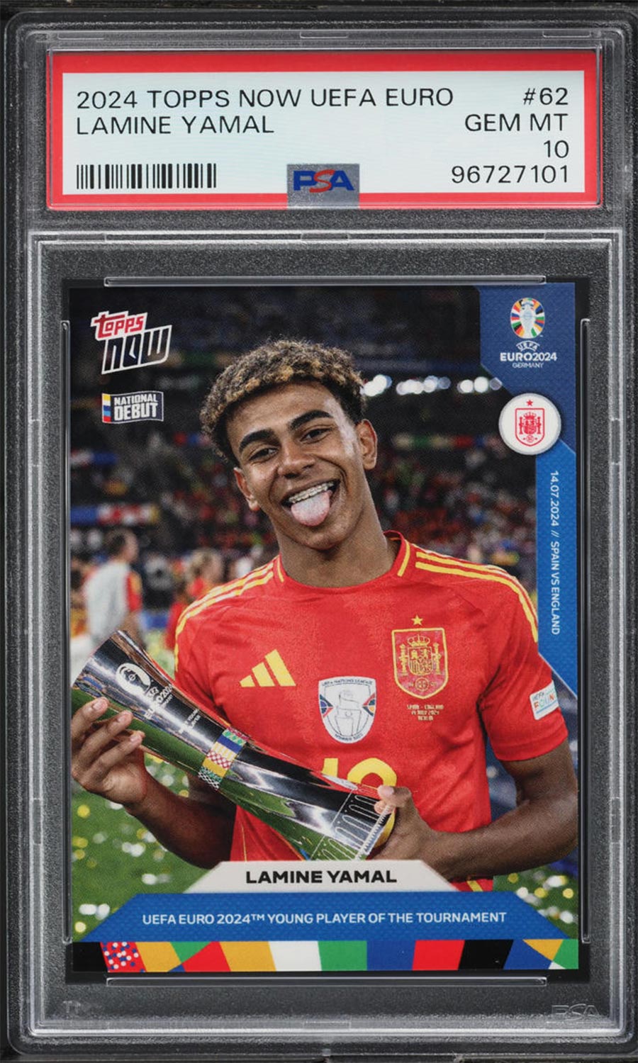 Lamine Yamal - 2024 - Topps Now Euro 2024 - Spain - Rookie - PSA 10 - #062 - World Trading Cards - Football Card - Graded Trading Card