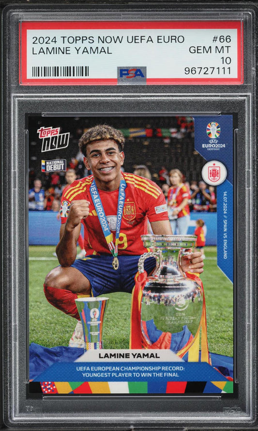 Lamine Yamal - 2024 - Topps Now Euro 2024 - Spain - Rookie - PSA 10 - #066 - World Trading Cards - Football Card - Graded Trading Card