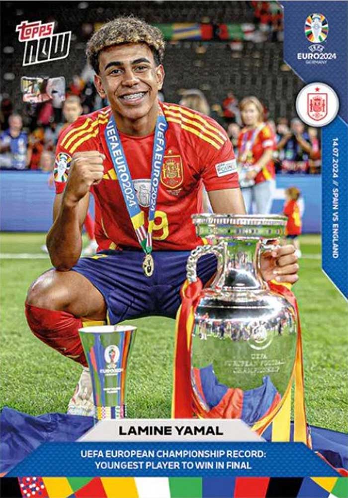 Lamine Yamal - 2024 - Topps Now - Euro 2024 - España - Récord Jugador Mas Joven Ganar una Final - #66 - World Trading Cards