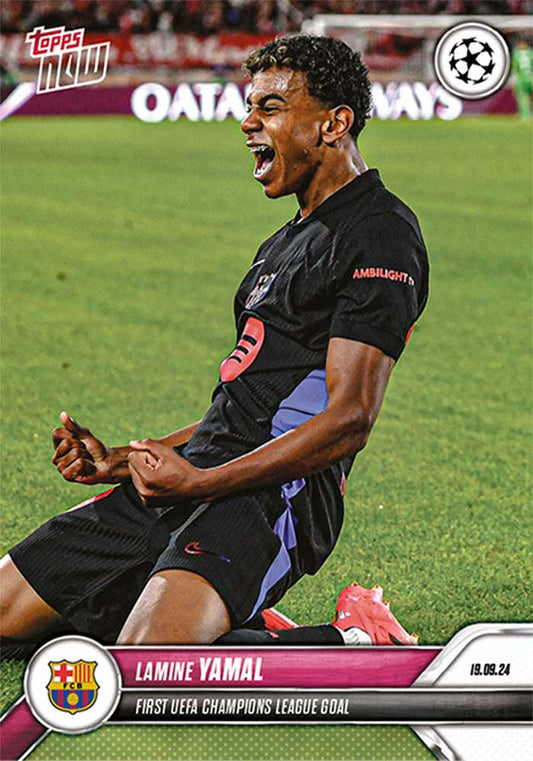 Lamine Yamal - 2024 - Topps Now UCL - Barcelona - 1º Gol en UCL - #017 - World Trading Cards - Tarjeta Fútbol - Cromo RAW