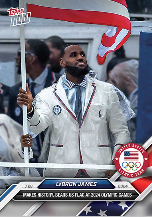 Lebron James - 2024 - Topps Now Olympic Game Paris - Abanderado - #04 - World Trading Cards - Tarjeta Basketball - Cromo RAW