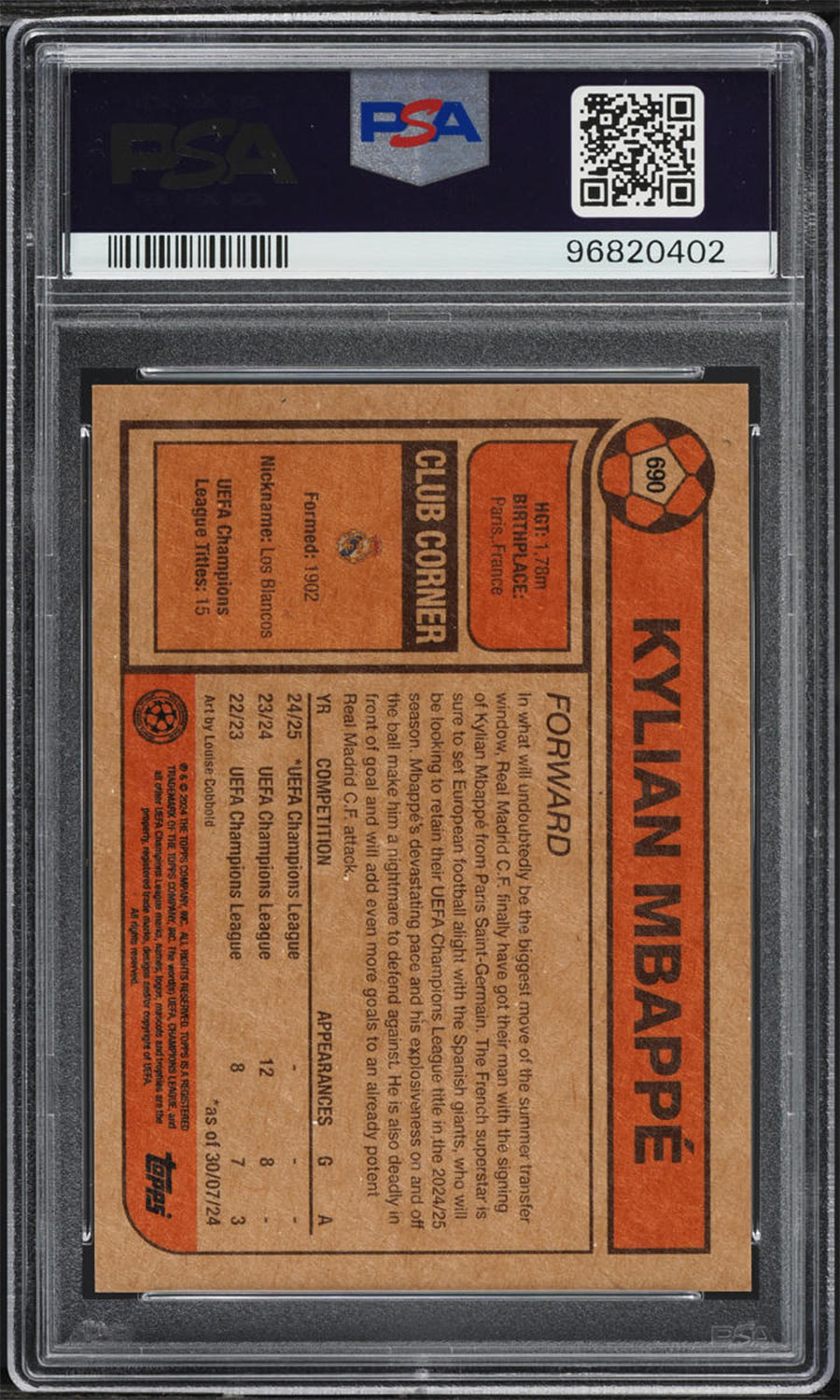 Kylian Mbappe - 2024 - Topps Living Set UCL - Real Madrid - PSA 10 - #690 - World Trading Cards - Football Card - Chrome Graded