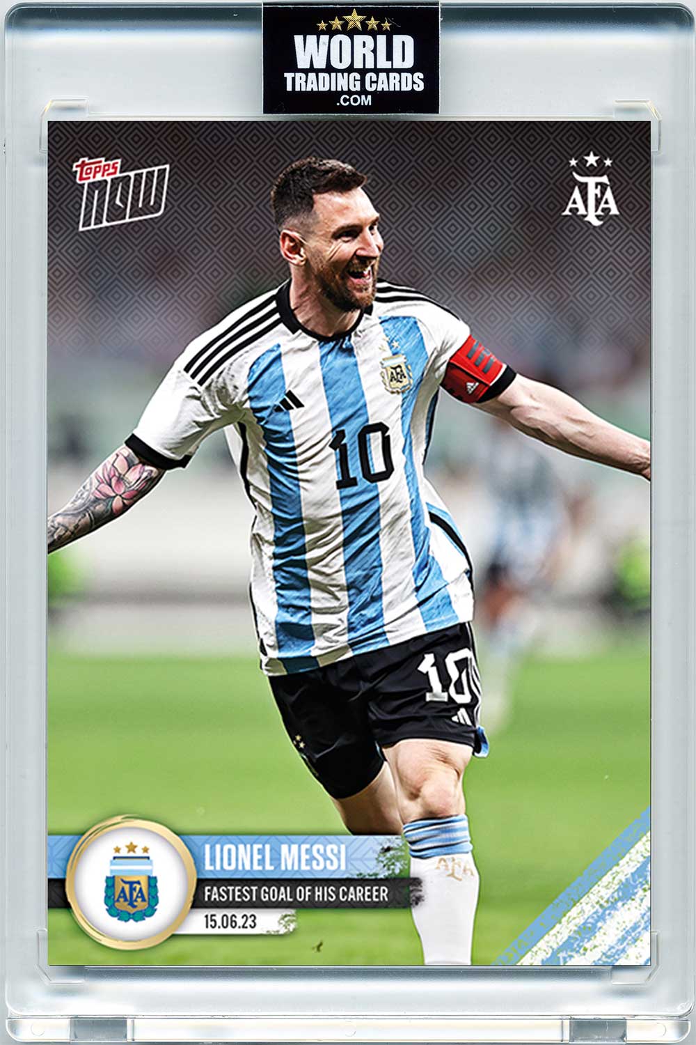 Lionel Messi - 2024 - Topps Now - #001 - Argentina - World Trading Cards - Tarjeta Fútbol - Cromos Pristine 10