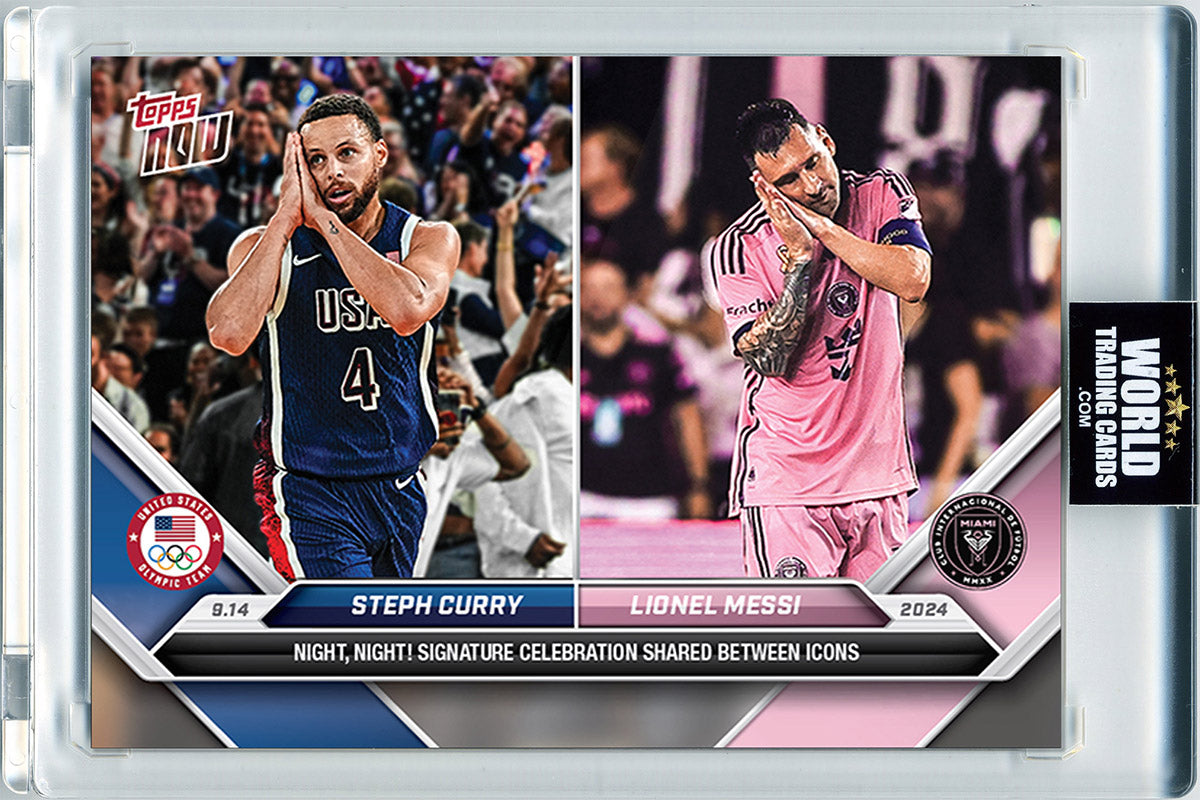 Lionel Messi / Steph Curry - 2024 - Topps Now MLS - Night, Night Celebrations - #128 - World Trading Cards - Tarjeta Basketball - Cromos Pristine 10