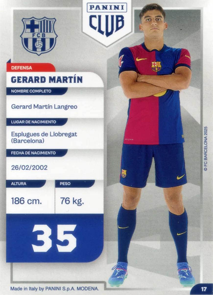 Panini Club FC Barcelona 2024-2025 #018 - Gerard Martín (FC Barcelona) DNA