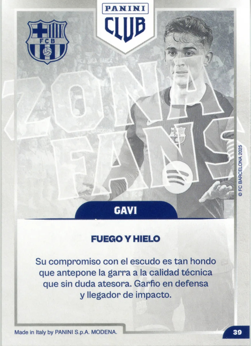 Panini Club FC Barcelona 2024-2025 #039 - Gavi (FC Barcelona) FANS ZONE