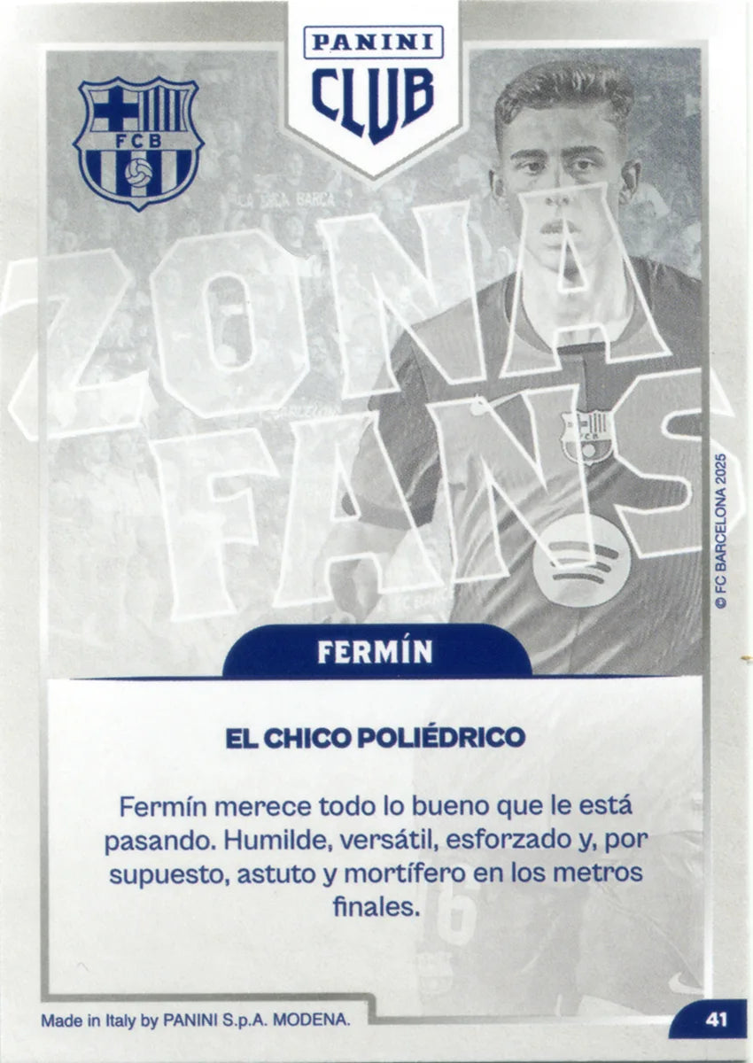 Panini Club FC Barcelona 2024-2025 #041 - Fermin (FC Barcelona) FANS AREA