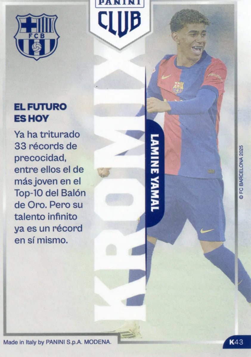 Panini Club FC Barcelona 2024-2025 #K43 - Lamine Yamal (FC Barcelona) SIGNED KROMIX