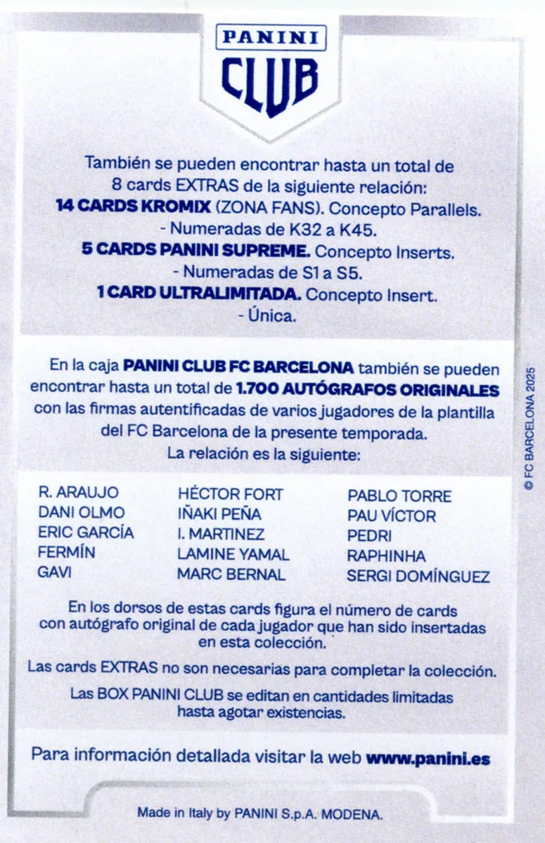Panini Club FC Barcelona 2024-2025 Presentation Card (FC Barcelona)