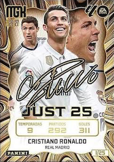 Cristiano Ronaldo — Real Madrid. Just 25, referencia de catálogo J25 1. Panini Megacracks 2026-2027.