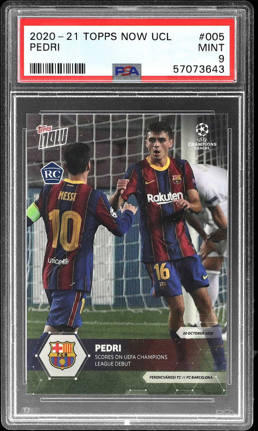 Pedri - 2020 - Topps Now UCL - #005 - ROOKIE - Barcelona - PSA 9 - World Trading Cards - Football Card - Cromo Graded