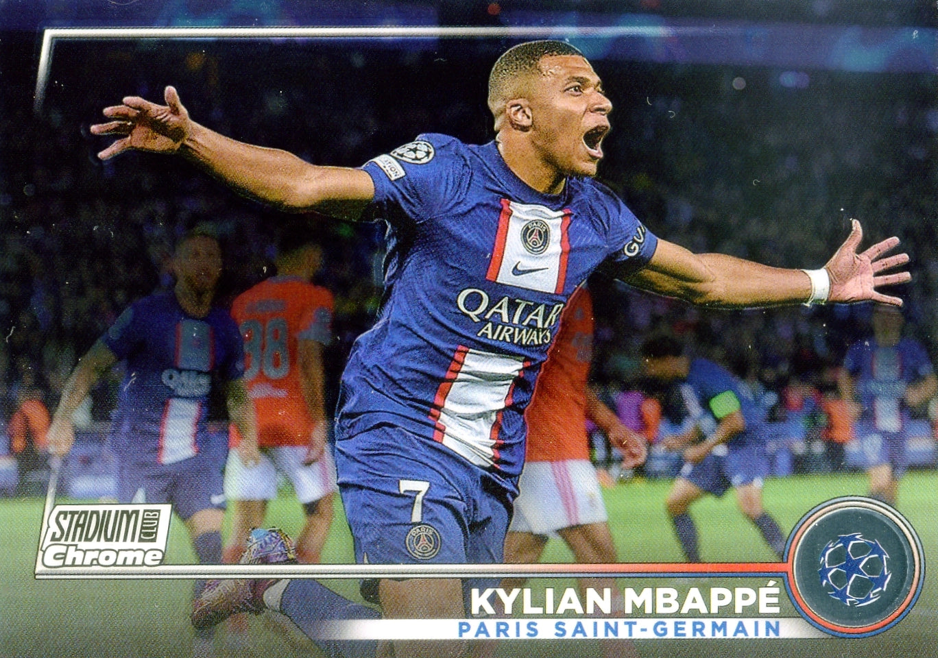 Cromo Trading Card Fútbol-Kylian Mbappé-Paris Saint-Germain-Topps Stadium Club Uefa Chrome 2022-2023-#002-Básico Parallel