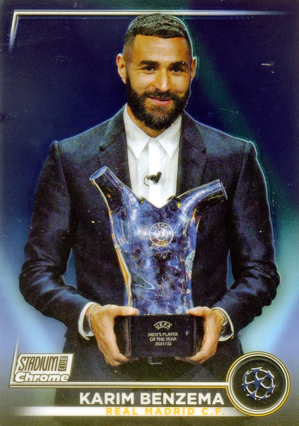 Cromo Trading Card Fútbol-Karim Benzema-Real Madrid CF-Topps Stadium Club Uefa Chrome 2022-2023-#003-Básico Parallel